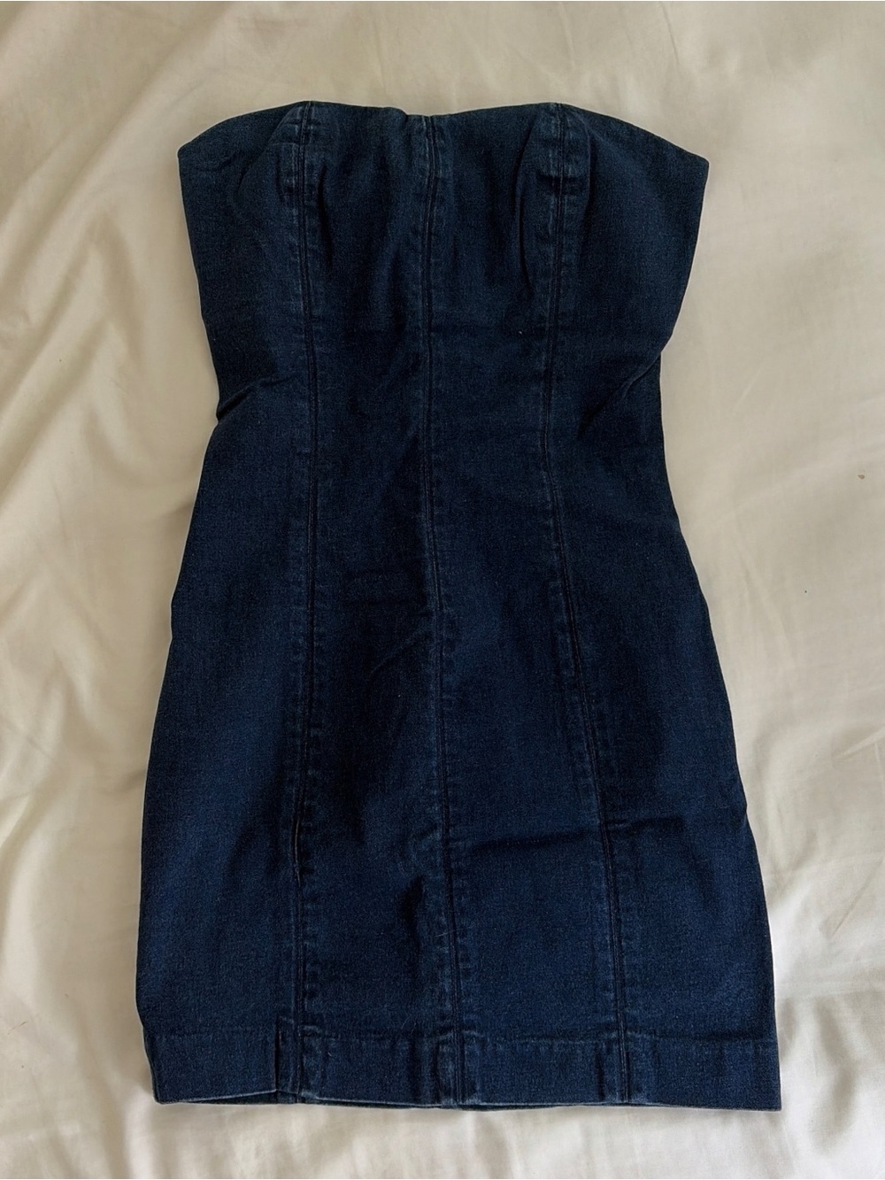 INTERMIX Strapless Dark Denim Mini Dress